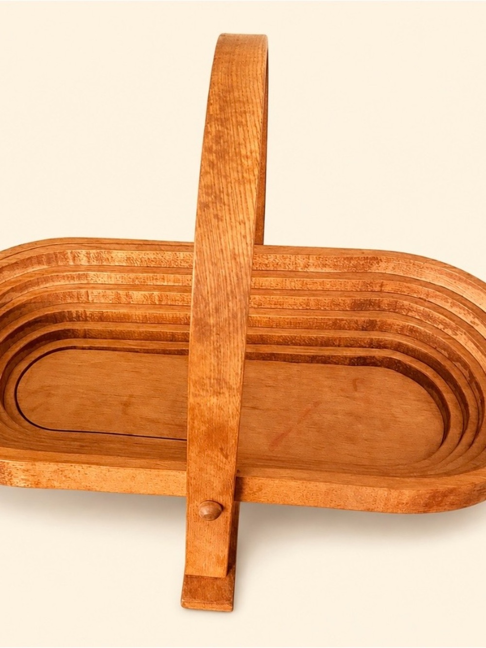 Vintagev Wooden Folding Basket with Handle